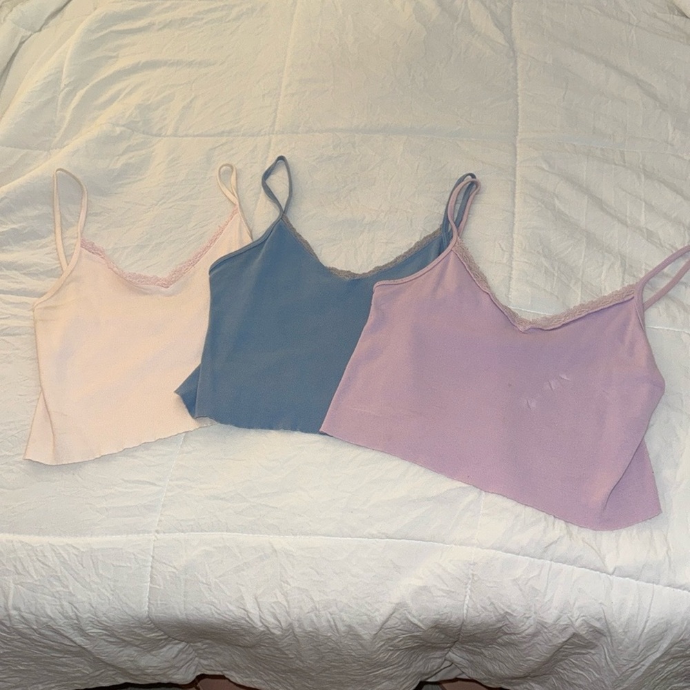 Women's Lace Trim Cami Top - Set of 3